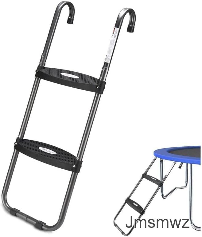 Jmsmwz Trampoline Ladder with Horizontal and Wide Steps, Universal Hook, UV Treated Steel, 220 lbs Capacity Trampoline Accessories for Children Kids